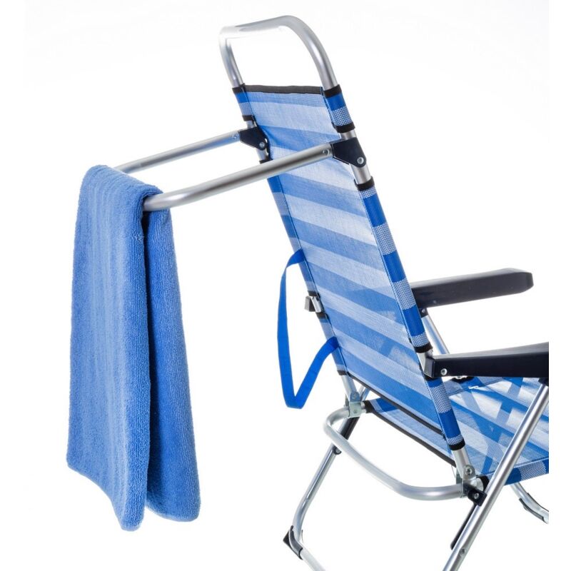 

Lolahome - Sillón de playa plegable azul marino de aluminio de 61x66x110 cm