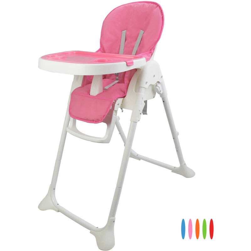 

Silla Alta de Bebé Plegable, Silla Alta de Bebé, Rosado, Tamaño desplegada: 105 x 89 x 56 cm