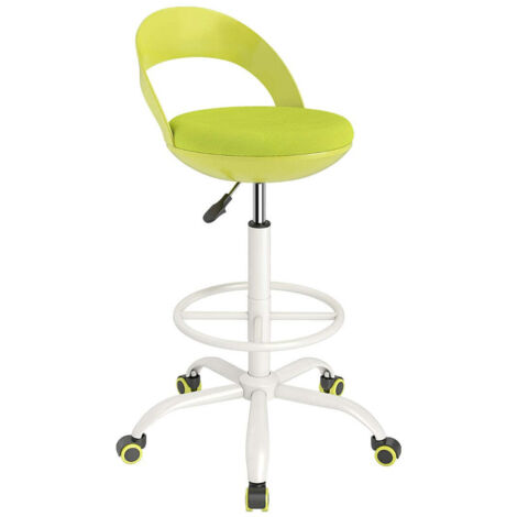 Silla alta de oficina regulable 52 x 47 x 88-100 cm con soporte lumbar y ruedas 360° diseño moderno en verde PP 200014167