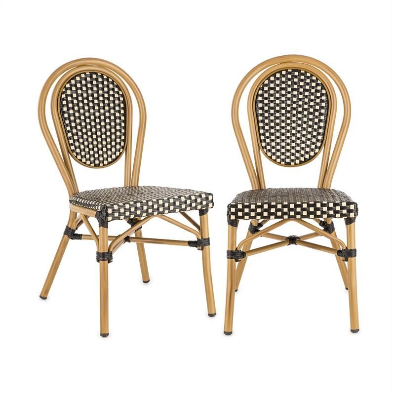 

Silla apilable Montpellier BL estructura de aluminio Negro-crema - Blumfeldt
