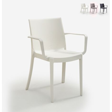 Silla apilable con reposabrazos para bar o jardín exterior Victoria BICA - Blanco