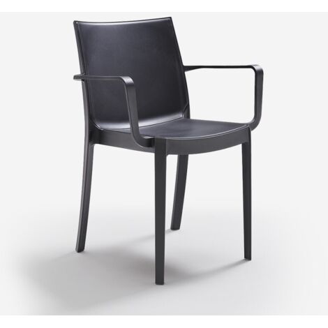 Silla apilable con reposabrazos para bar o jardín exterior Victoria BICA - Negro
