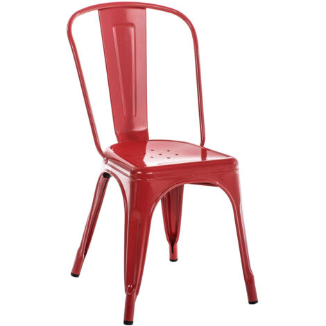 Silla apilable estilo industrial de fábrica de metal rojo CDS101112