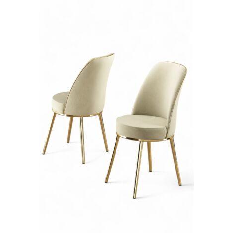 Silla, asiento, silla de comedor Set Cream Gold