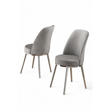 Silla, asiento, silla de comedor Set Gris Chrome