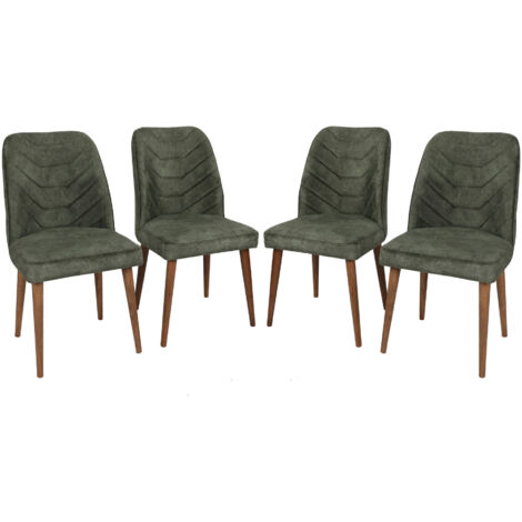 Silla, asiento, silla de comedor Set Nuez Dark Verde