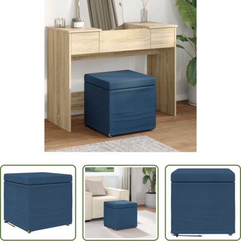 Silla azul -  Taburete Azul 41 x 41 x 40 cm Tela y Madera Ingeniería