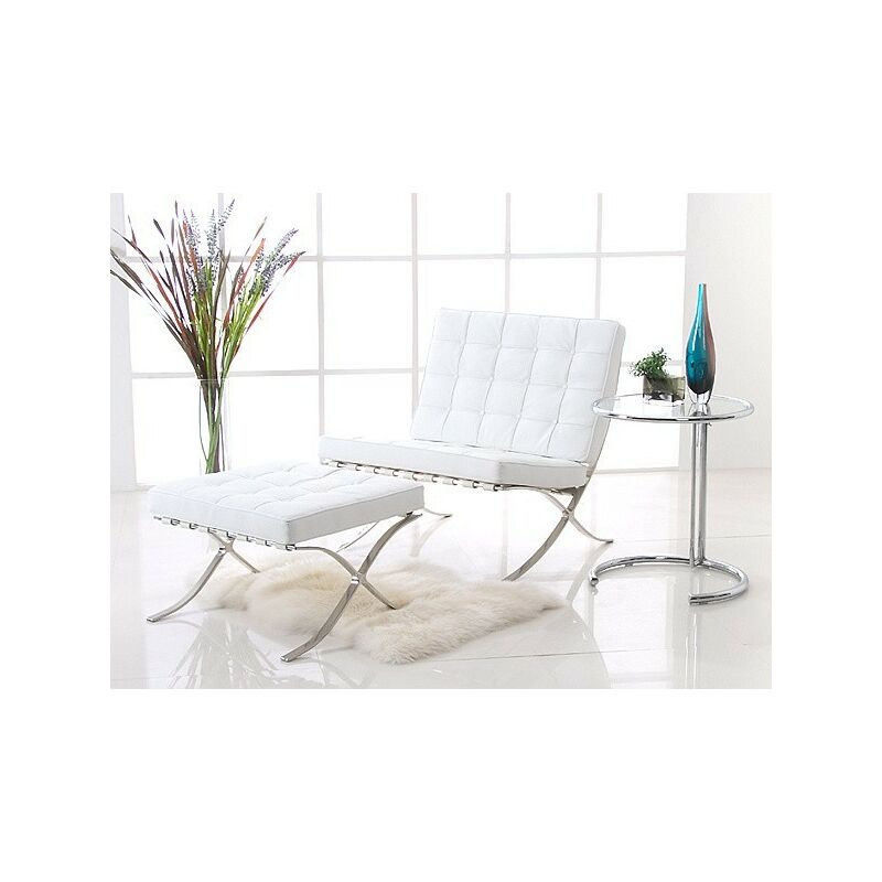 

Silla BARNA con ottoman, piel top blanca