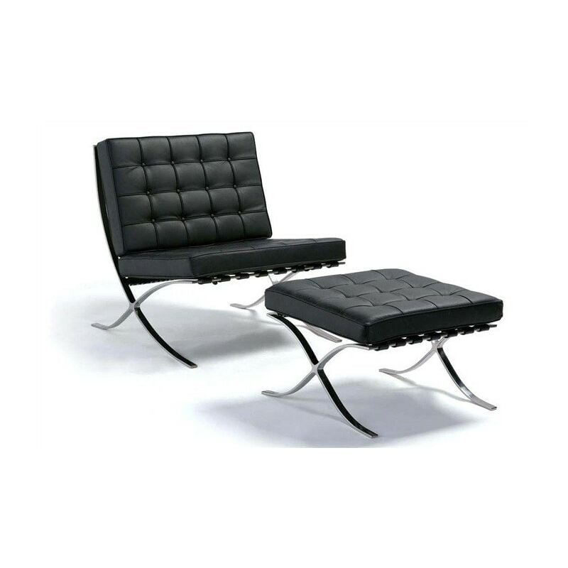 

Silla BARNA con ottoman, piel top negra