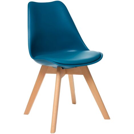 Silla 'Baya' azul - patas de haya - Atmosphera créateur d'intérieur