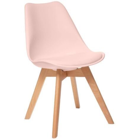 Silla 'Baya' rosa empolvado - patas de haya - Atmosphera créateur d'intérieur