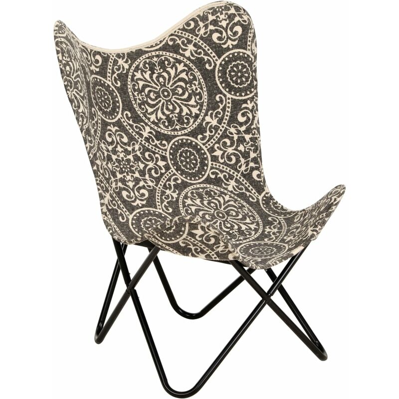 

vidaXL Silla Butterfly Mariposa de Lona Estampada - Negro