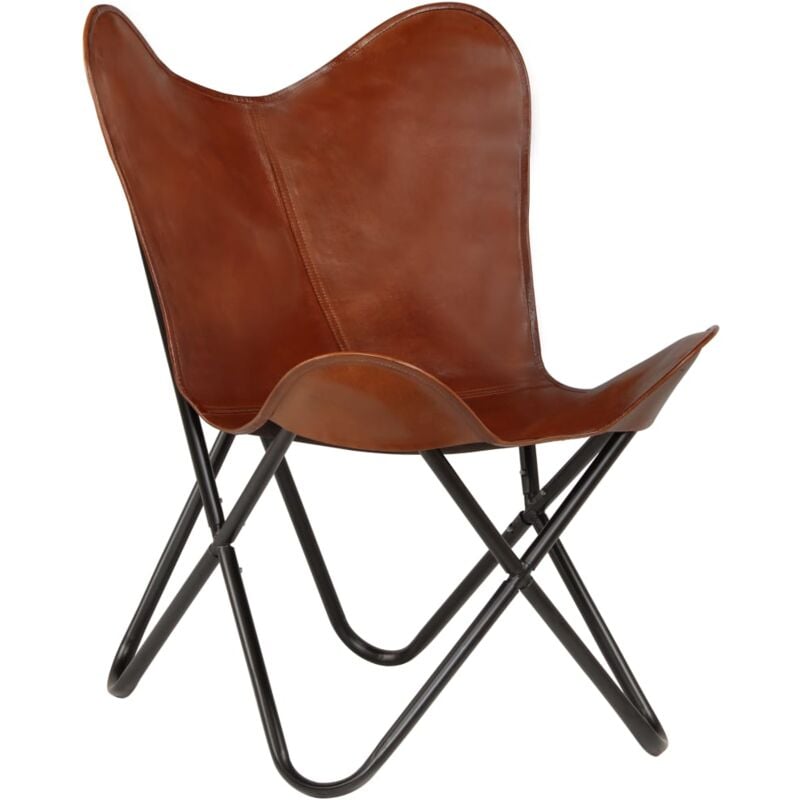 

vidaXL Silla Butterfly para Niño de Cuero Auténtico Marrón - Marrón