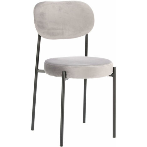 Silla Camile Velvet tapizada en gris, base de metal