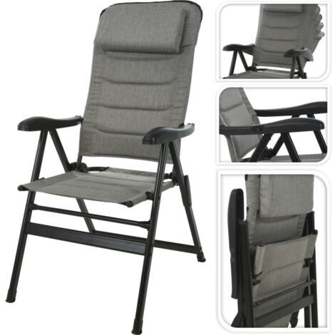 Silla camping plegable gris koopman 76 x 57 x 118 cm