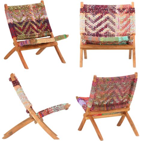 Silla chindi plegable de tela multicolor - Silla plegable - Silla de tela