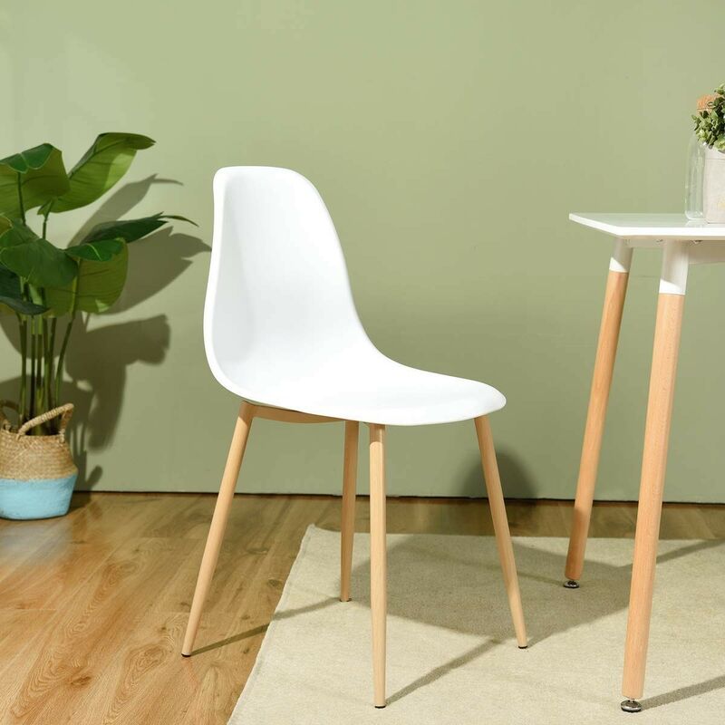 

BHD - Silla CLUNY, metal color madera, polipropileno blanco