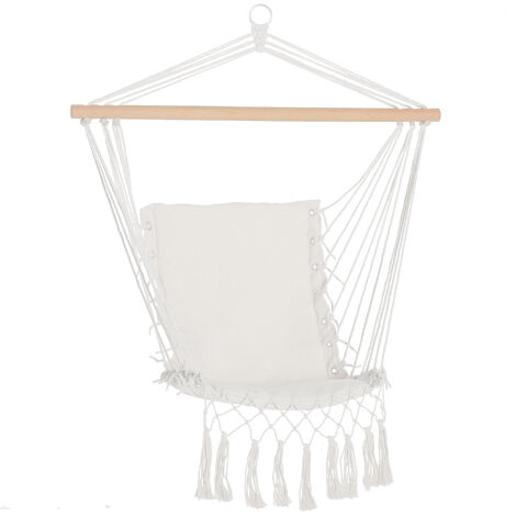 Silla colgante con borlas silla columpio de algodón carga 120 kg sillón colgante estilo moderno para interior y exterior