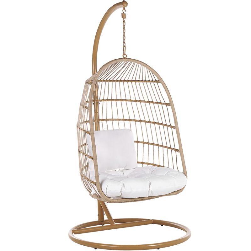 

Beliani - Silla colgante de ratán color natural con soporte ALLERA