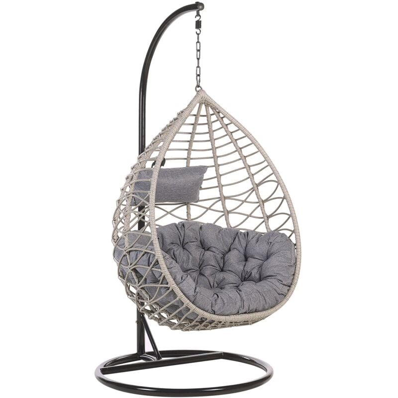 

Silla colgante de ratán gris con soporte ARSITA