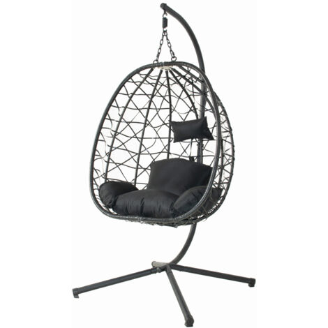 Silla colgante efecto ratán negro CUZCO
