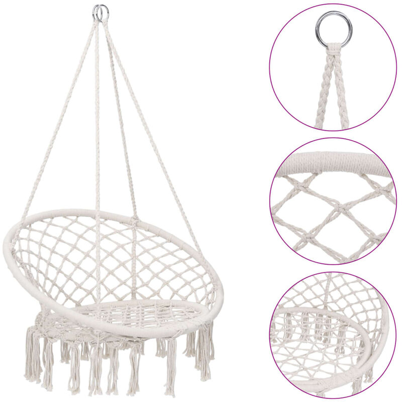 

Asupermall - Silla colgante hamaca columpio 80 cm beige