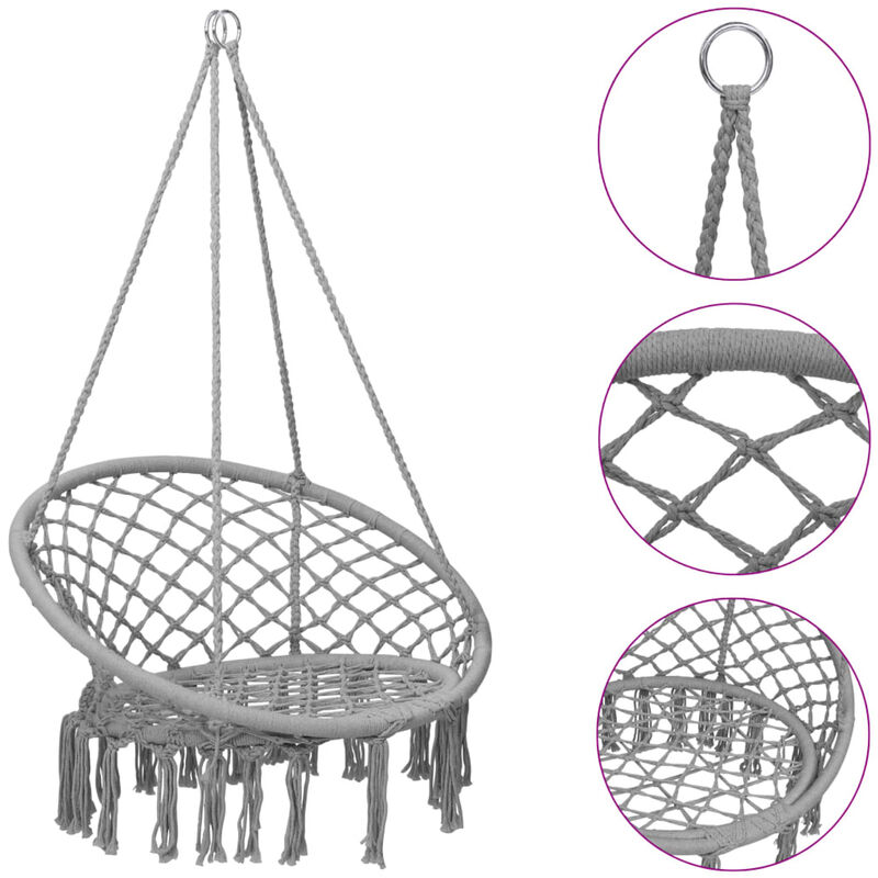 

Silla colgante hamaca columpio 80 cm gris
