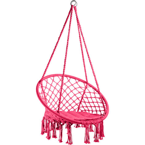 Silla colgante Jane - columpio de cesta con cojín, asiento colgante con estructura de acero, silla colgante para jardín con trenzado de algodón