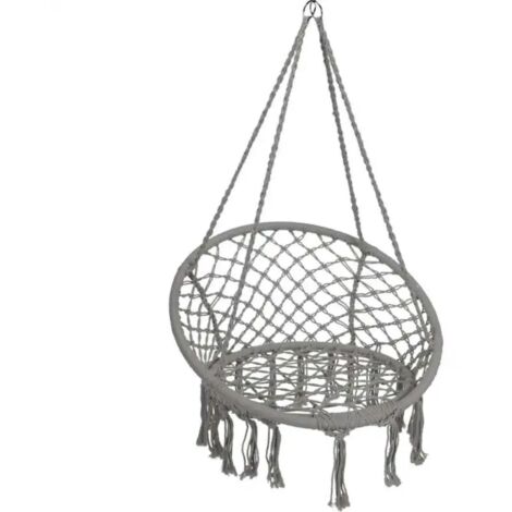 Silla colgante redonda para exterior, con correas reforzadas para árboles y cremallera suave, ideal para acampar al aire libre, playa y picnic, color gris