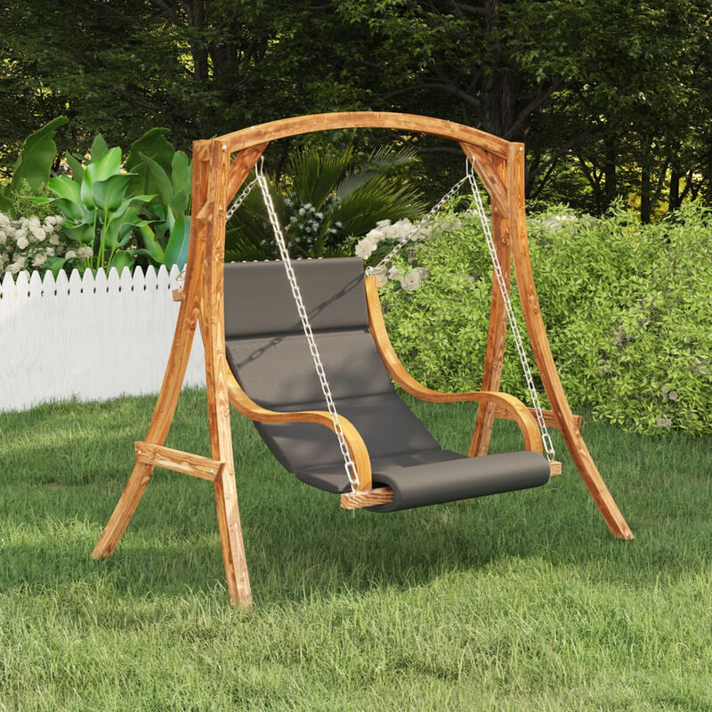 

Silla columpio con cojin madera de abeto con acabado en teca