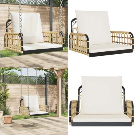 Silla columpio con cojines ratán sintético y acero 63x58x39 cm - Cojín sintético - Ratán sintético