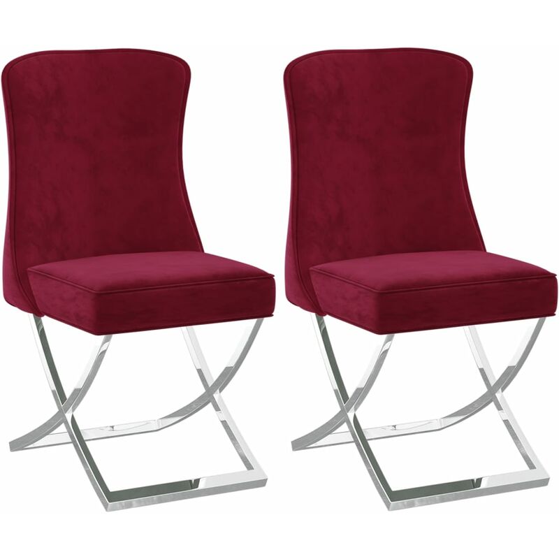 

Silla comedor 2 uds terciopelo acero inox rojo vino 53x52x98 cm