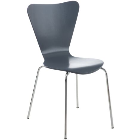 Silla comedor cocina x1 respaldo triangular apilable en madera gris y metal cromado 100003330