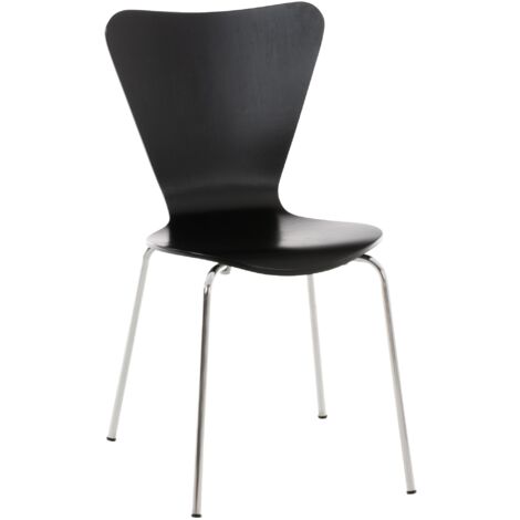 Silla comedor cocina x1 respaldo triangular apilable en madera negra y metal cromado 100003332