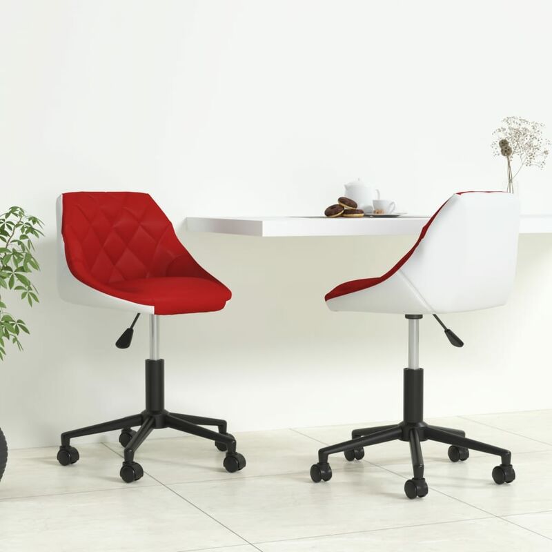 

Silla comedor giratoria 2 uds cuero sintético rojo vino y blanco