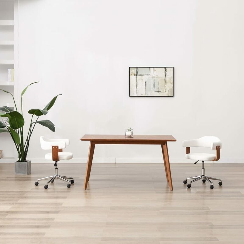 

Silla comedor giratoria madera curvada cuero sintético blanco