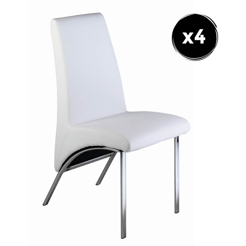 

Imperial Relax - Silla Comedor Pack de 4 Sillas de Comedor Norman Tapizada Polipiel 95x65x45 cm Blanco