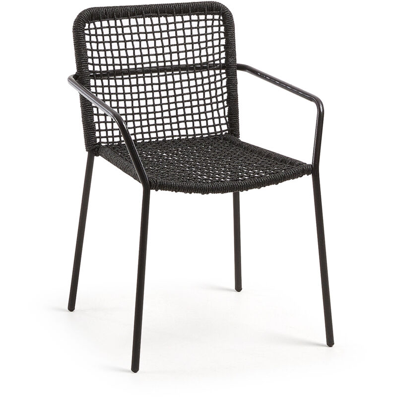 

Silla Ellen de cuerda negro y acero galvanizado - Kave Home