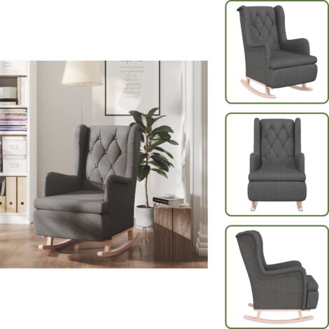 Silla con espuma - vidaXL Sillón con patas mecedoras madera caucho terciopelo gris oscuro - Silla de salón gris oscuro