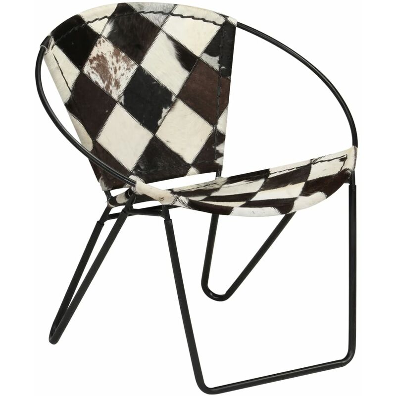 

Silla con estampado de rombos de cuero autentico negro