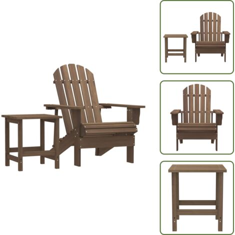Silla con mesa - vidaXL Silla con otomana y mesa jardín Adirondack abeto macizo marrón - Madera de abeto