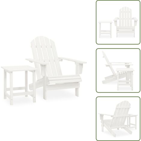 Silla con mesa - vidaXL Silla con otomana y mesa jardín Adirondack macizo abeto blanco - Madera de abeto