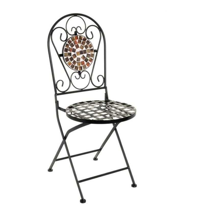 

Lolahome - Silla con mosaico para exterior de hierro y cerámica terracota rústica, de 38x38x92 cm