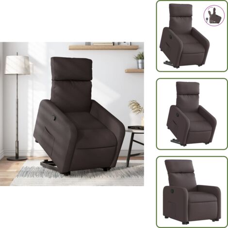 Silla con motor - vidaXL Sillón reclinable elevable tela marrón oscuro - Silla con elevación