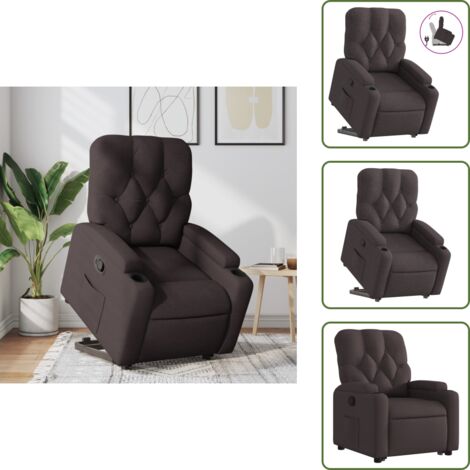 Silla con motor - vidaXL Sillón reclinable elevable tela marrón oscuro - Silla con función de elevación
