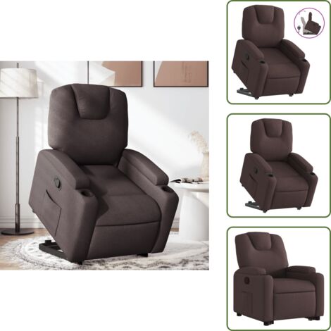Silla con motor - vidaXL Sillón reclinable elevable tela marrón oscuro - Silla con función de elevación