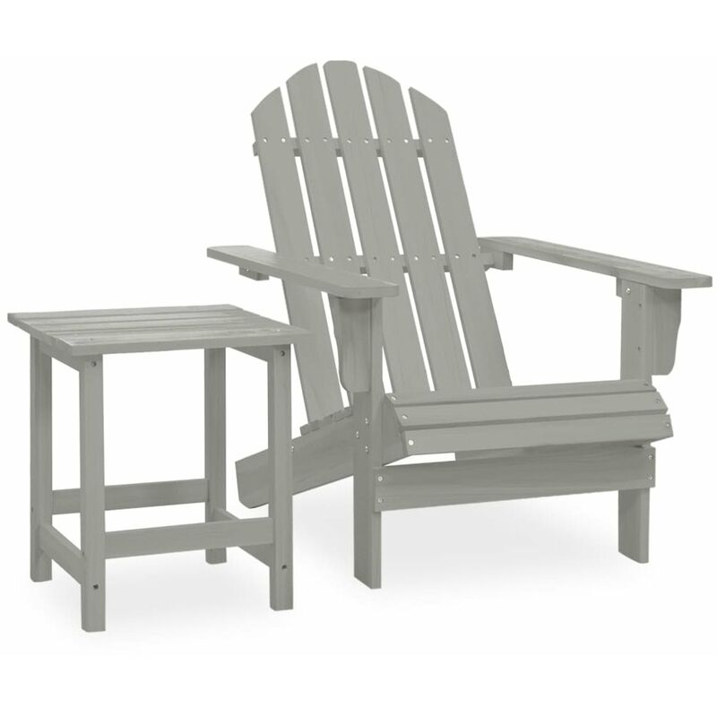 

Silla con otomana y mesa jardin Adirondack abeto macizo gris