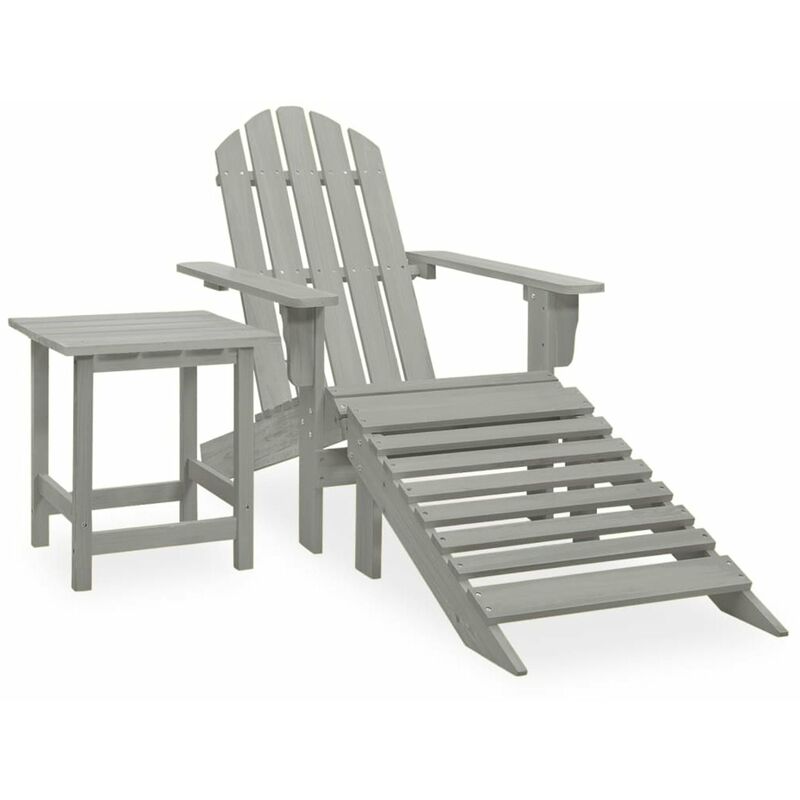 

Silla con otomana y mesa jardin Adirondack macizo abeto gris