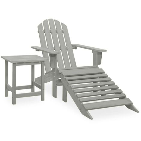 Silla con otomana y mesa jardín Adirondack macizo abeto gris vidaXL