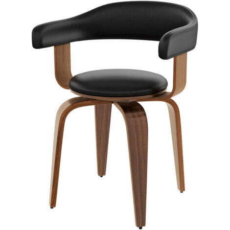 Silla con reposabrazos de cuero sintético negro - Harold